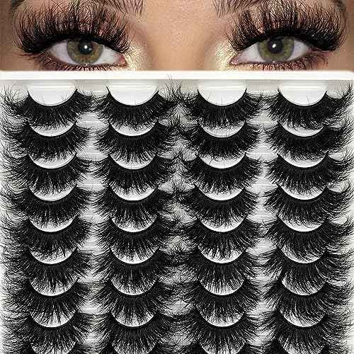 Mink Lashes Fluffy Wispy 20mm 3D Volume Full Dramatic Faux Mink D Curl Long Strip Lashes Pack 25 mm Big Cat Eye False Eyelashes
