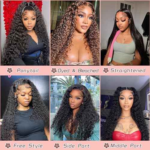 30 Inch 13x6 Deep Wave Lace Front Wigs Human Hair Wet And Wavy HD Lace Front Wigs Human Hair 200 Density Pre Pulcked Glueless Wig for Women Natural Color