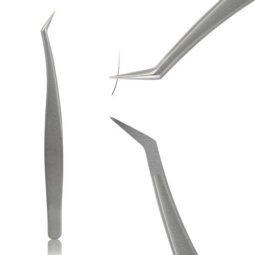 Lash Tweezers for Eyelash Extensions Stainless Steel Eyelash Tweezers for Extensions High Precision Fiber Tip Tweezers for Lash Extension Tweezer Professional Salon Use for Classic/Volume Anti-static