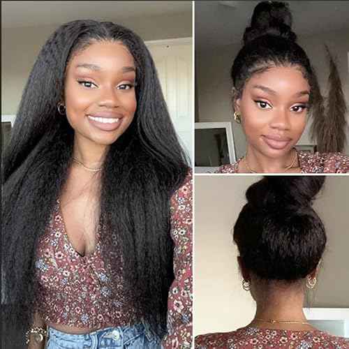 HD Lace Frontal 13x6 Transparent Lace Ear to Ear 20 Inch Kinky Straight Frontal Human Hair 100% Unprocessed Virgin Lace Closure Human Hair Pre Plucked with Baby Hair 150% Density