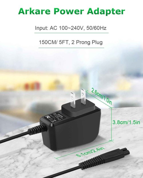 5V 1A Charger for Andis 17150 17165 Shavers Charger ProFoil Lithium TS-1 TS-2, 5V 1A Adapter for Andis ProFoil Shaver Power Cord Compatible for Electric Shaver 5FT/1.5M Black