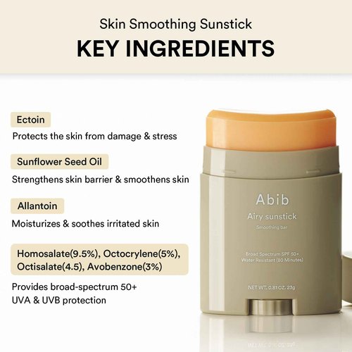 Abib Airy & Quick Sunstick DUO Broad Spectrum SPF50+ 1.58 oz / 45g (Semi-matte & Glowing) | Korean Suncreen Stick Suncare Sunblock, No Whitecast, Protector Solar Barra, Water resistant