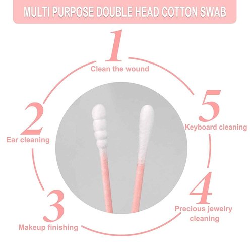 1000 Pack Cotton Swabs, Individually Wrapped Cotton Swab, Individually Wrapped Double Tipped Paper Sticks for Ear, Make-up(Spiral-Round End)