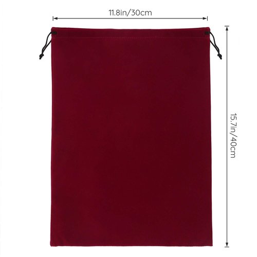 Segbeauty 3Pcs Hair Dryer Storage Bag, Blow Dryer Bag, 11.8x15.7 inches Satin Lined Organizer with Drawstring Wine Red Velvet Pouch Bag for Diffuser Straighteners Brush Clothes Gift Present