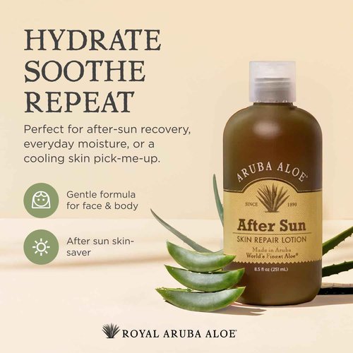 Aruba Aloe After-Sun Skin Repair Lotion - Hydrating and Soothing - Enriched with Aloe Vera - 4.2 oz Bottle