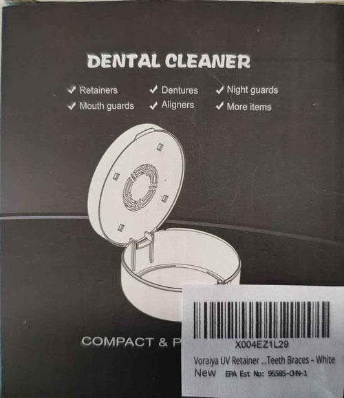 Voraiya UV Retainer Case Braces Box with Fan and Mirror – Compact Dental Case for Aligners, Mouth Guards, Night Guards, and Teeth Braces – White