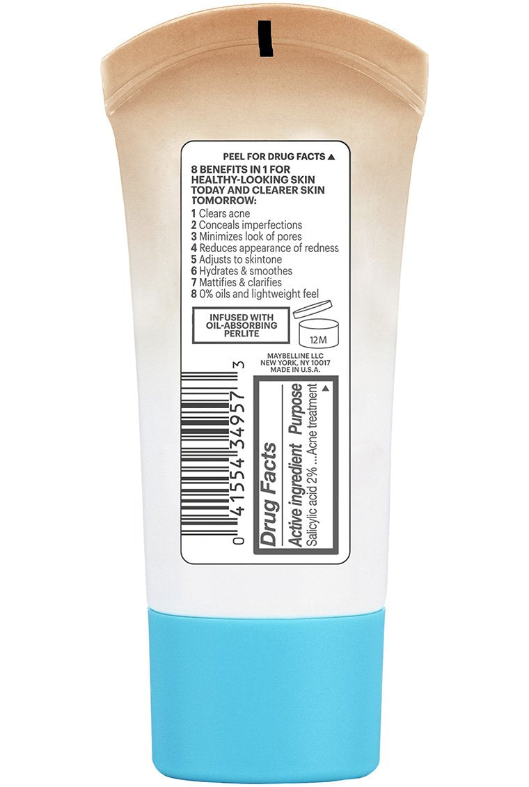 Maybelline Dream Pure Skin Clearing BB Cream, 8-in-1 Skin Perfecting Beauty Balm With 2% Salicylic Acid, Sheer Tint Coverage, Oil-Free, Medium, 1 Count