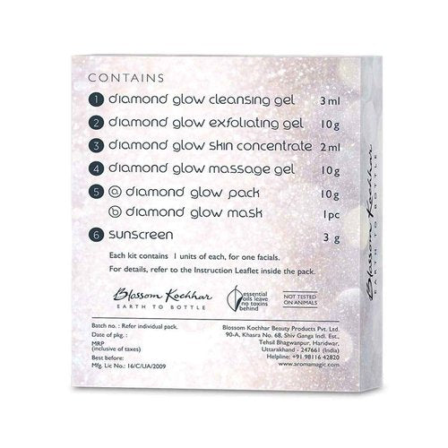 Aroma Magic Diamond Glow Facial Kit - Multi Use | 6 Steps Skincare Set | Rejuvenating Facial Kit | Restores Softness & Glow | for All Skin Types