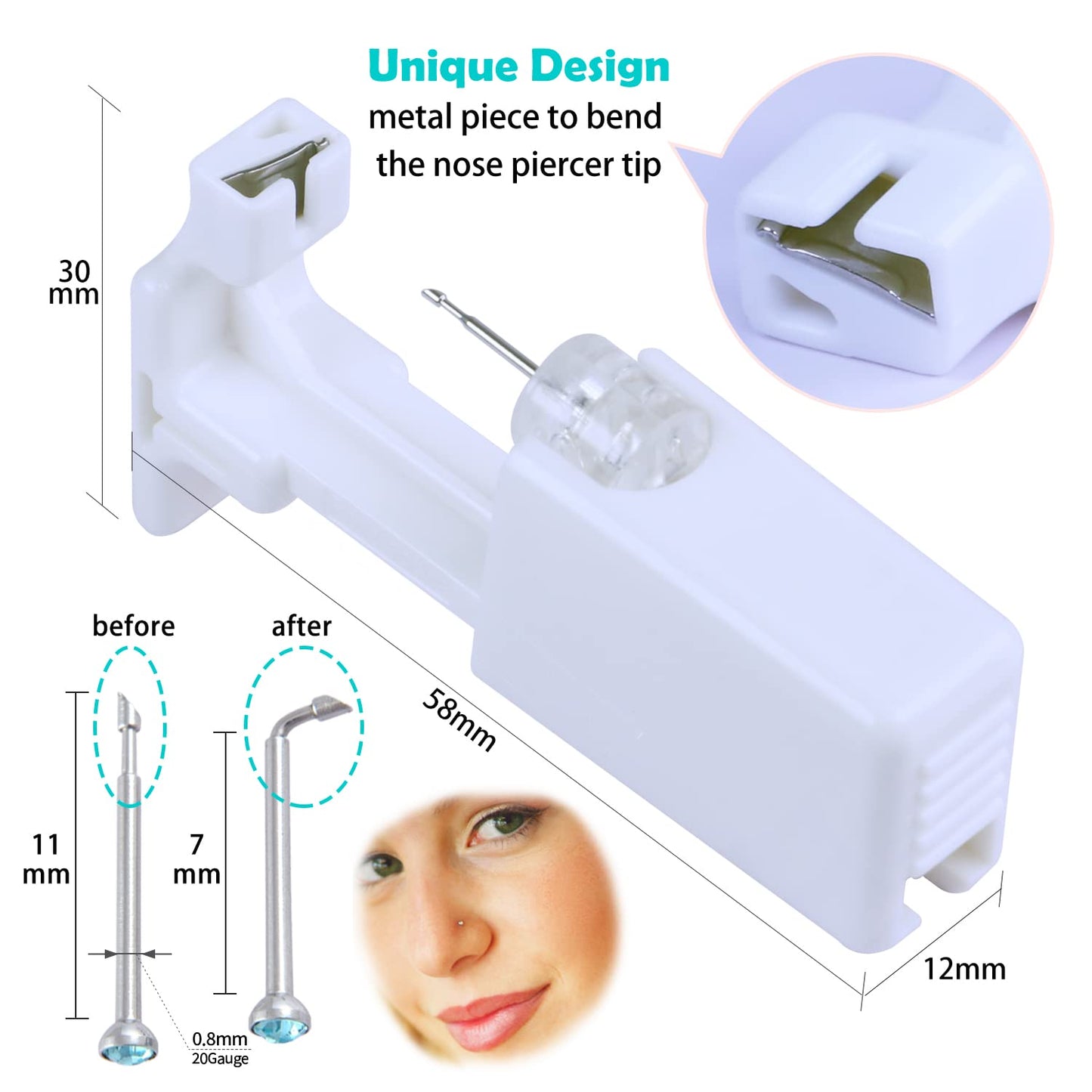 Firstomato 1PC Disposable Nose Piercing Gun Self Nose Piercing Kit Piercing Nose Rings Piercer Hypoallergenic Nose Stud