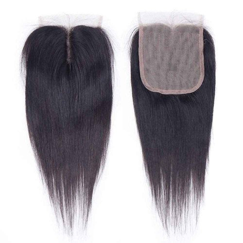 Brazilian Straight Hair Bundles with Closure(10 10 10 10+10) Straight Human 4 Bundles with Closure 10A Unprocessed Short Bob Virgin Hair 50g/bundle