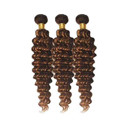 Highlight Bundles Human Hair Dark Brown Loose Deep Wave Bundles 12 14 16 Inch P430 Human Hair Bundle Brazilian Virgin Remy Hair Chocolate Brown Bundle 100g/Pc