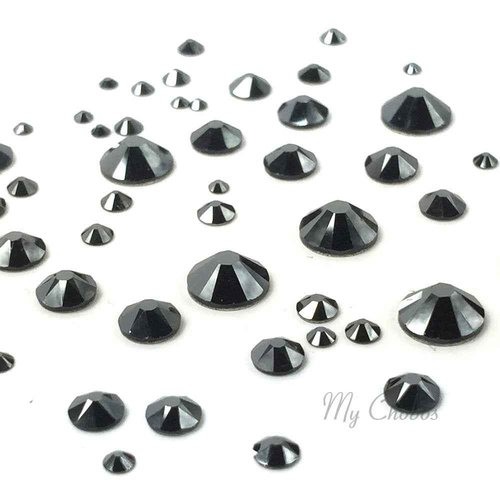 JET HEMATITE (280 HEM) black 144 pcs 2058/2088 SWAROVSKI Crystal Flatbacks rhinestones nail art mixed with Sizes ss5, ss7, ss9, ss12, ss16, ss20, ss30