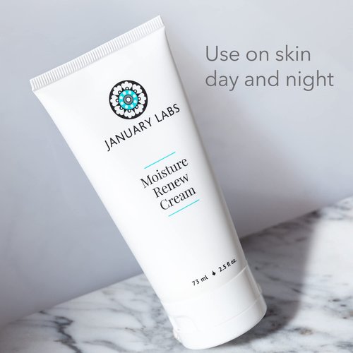 January Labs Moisture Renew Face Cream, Day or Night Face Moisturizer Cream for Dehydrated & Stressed Skin, Skin Care Essentials, 2.5 Oz