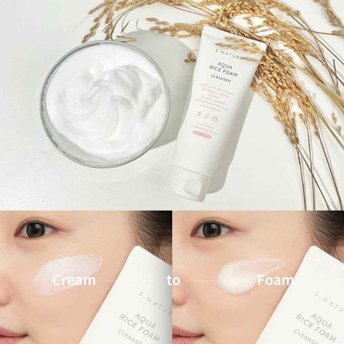 S NATURE Aqua Rice Foam Cleanser, Korean Skin Care, Korean Rice Face Wash, Made in Korea 160ml / 5.64 Fl Oz