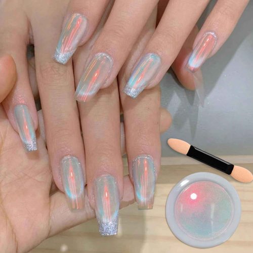 Orange Pearl Chrome Nail Powder Nail Art Glitter,Metallic Iridescent Chrome Nail Powder for Nails,Chrome Powder for Gel Polish