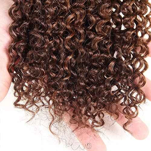 20 22 24 Inch P4/30 Brown Bundles Human Hair Kinky Curly 3 Bundles 100 Grams/Bundle 10A Grade Unprocessed Brazilian Virgin Hairs Highlight Chocolate Brown Bundles Weaves Hair Extensions For Women
