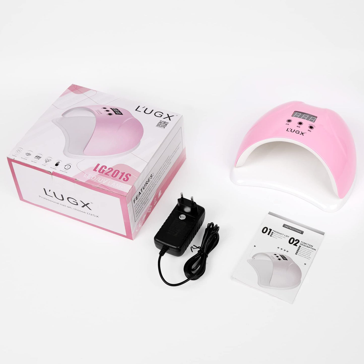 L'UGX 48W UV LED Nail Lamp Nail Dryer for Gel Polish with 3 Timer, Gel Nail Polish Curing UV Light, Perfect for Home Salon Use (White)