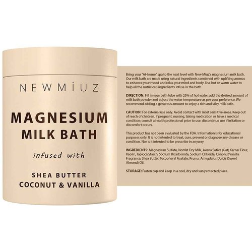 Creamy Magnesium Milk Bath Soak Powder Moisturize Soften Skin Coconut Vanilla Shea Butter Luxury Spa Bath Salt Relaxation Selfcare Gifts for Women