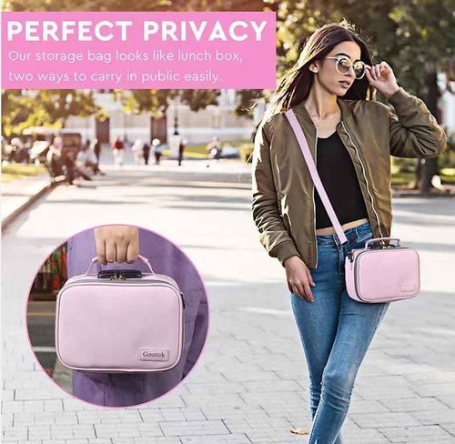 Gosstek PU Leather Storage Bag with 10 PCS Accessories, Portble Organizers Locking Box Case and Great Gift for Women, Childproof Storage Container Box 9 X 6 X 4 Inches (Pink)