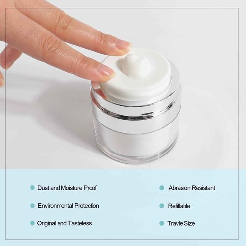 3Pack 3.5Oz Airless Pump Jars Lotion Container, Pump Bottle Dispenser Moisturizer Containers, Empty Makeup Bottle Cosmetic Jar