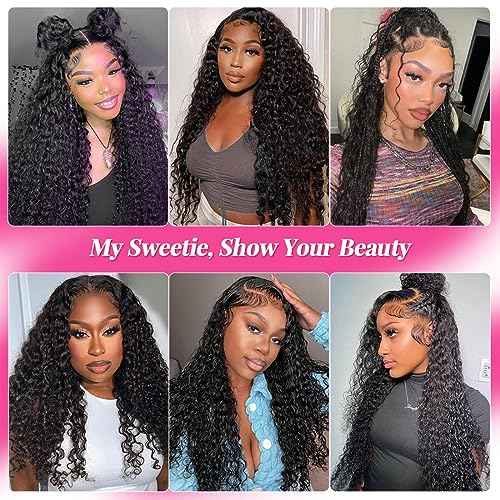 Lace Front Wigs Human Hair: 13x6 Deep Wave Lace Frontal Wigs Human Hair Glueless Wigs for Women 180% Density HD Transparent 26 Inch Deep Curly Lace Front Wig Human Hair Pre Plucked with Baby Hair
