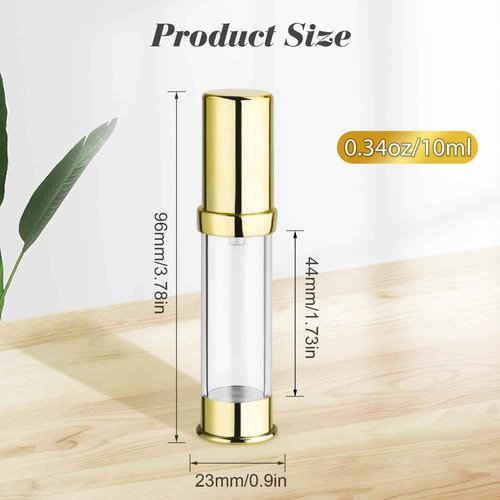 15 Pcs 0.34oz/10ml Airless Pump Bottle Refillable Vacuum Pump Bottles Travel Size Cosmetic Container for for Lotion Cream Moisturizer Facial Serum (Pack of 2)