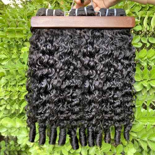 PerisModa Burmese Curly Bundles Human Hair 3C4A Raw Water Wave Quick Weave Hair Bundles with Spiral Curly Ends 100% Unprocessed 15A Virgin Kinky Curly Human Hair One Bundles Natural Black 20 Inch
