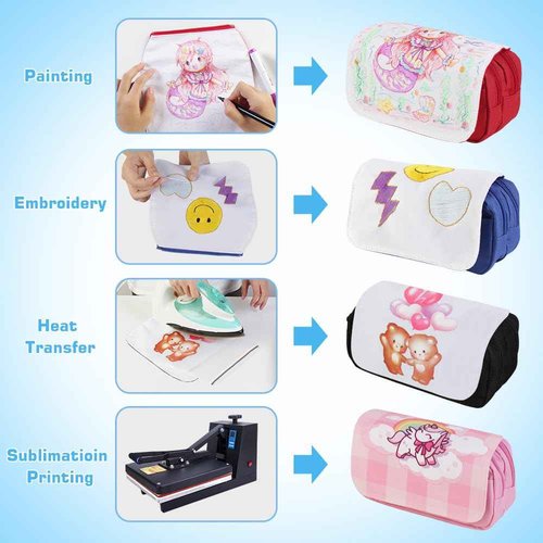 Chashaobo 4 PCS Sublimation Printable Blank Pencil Case Pen Bag Customizable Cosmetic Bag with Zipper DIY Custom Blank Makeup Bags Bulk Travel Toiletry Bag for Storage (Black)