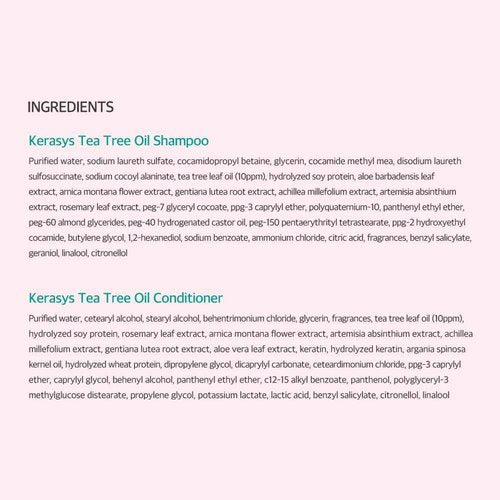 Kerasys Hair Clinic Tea Tree Oil 33.8 fl oz / 1L (Shampoo + Conditioner Set)