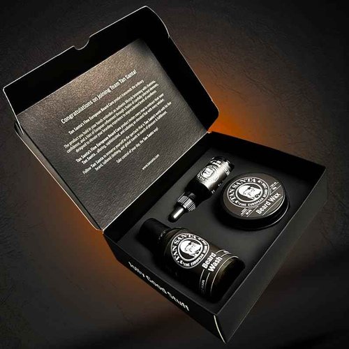 Tan Santa Beard Care Kit for Men - 3 pack - Beard Oil, Beard Wash, and Beard Wax. Small batch European formulations