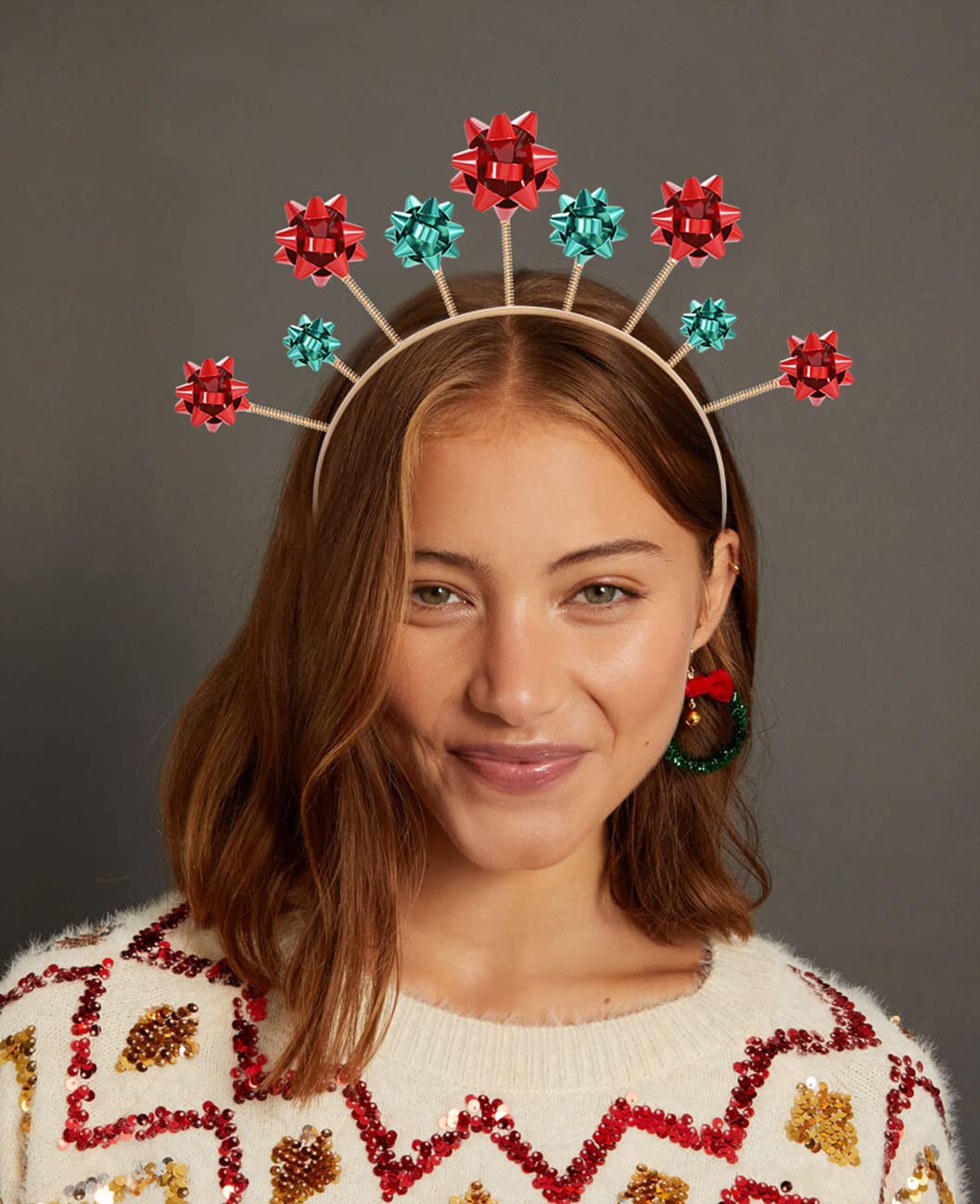 HEIDKRUEGER Christmas Headbands New Year Headband Christmas Bells Hairbands for Women Holiday Hair Hoop (Christmas B)