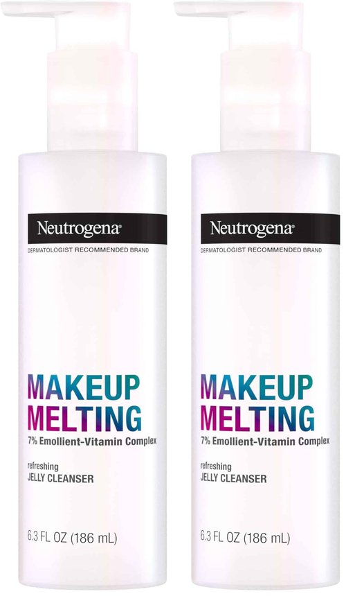 Neutrogena Makeup Melting Refreshing Jelly Cleanser, 7% Emollient-Vitamin Complex, Gentle Face & Eye Makeup Remover to Melt Stubborn Makeup, Cleanse & Condition Skin, Oil-Free, 6.3 fl. oz (Pack of 2)