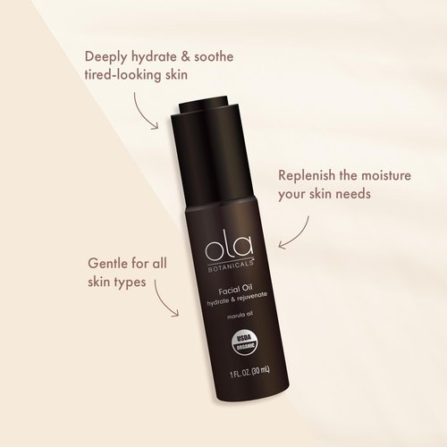 'Ola Botanicals Facial Oil (1 Fl. Oz.), Marula Oil, Hydrating & Rejuvenating, Certified USDA Organic, Cruelty Free, Non-GMO, Dr. Mercola'
