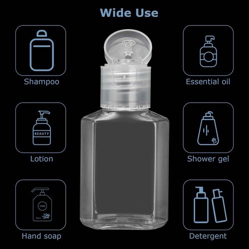APACALI 100PCS Plastic Travel Bottles 1oz Mini Shampoo Bottles Small Empty Bottles Refillable Cosmetic Containers with Flip Cap Clear Portable Small Bottles for Liquid, Lotions, Toner, Body Soap