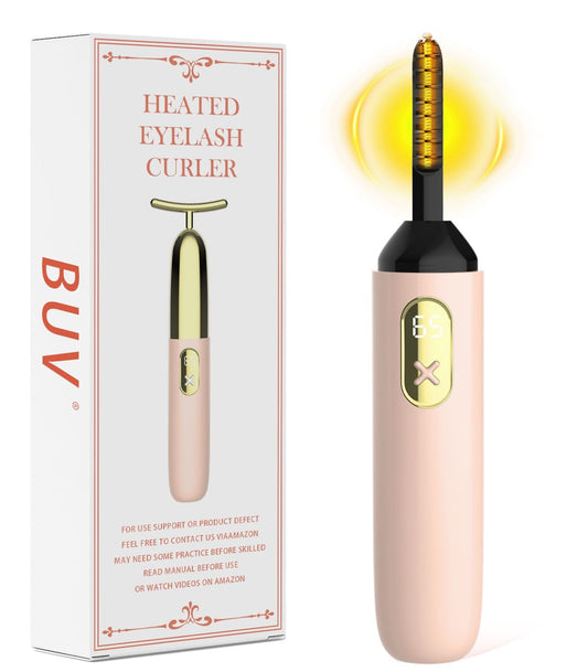 Heated Eyelash Curler, Electric Eyelash Curler with Type-C, Fast Heating EyeLash Curler with 2 Heating Modes, Anti-Burn Rechargeable Natural Curling 24H Long Lasting for Women Gifts, Baby Pink