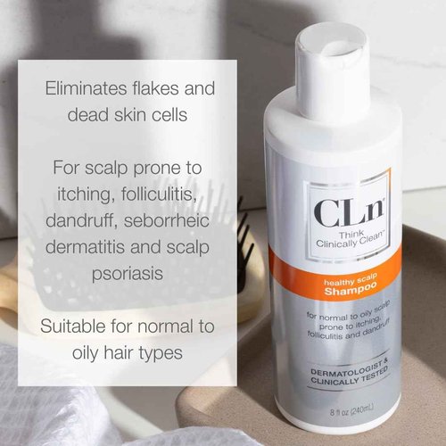 CLn® Shampoo - Clarifying Formula with Salicylic Acid, for Normal to Oily Scalp Prone to Folliculitis, Dandruff, Itchy & Flaky Scalp, Fragrance-Free & Paraben-Free, 8 fl. oz.