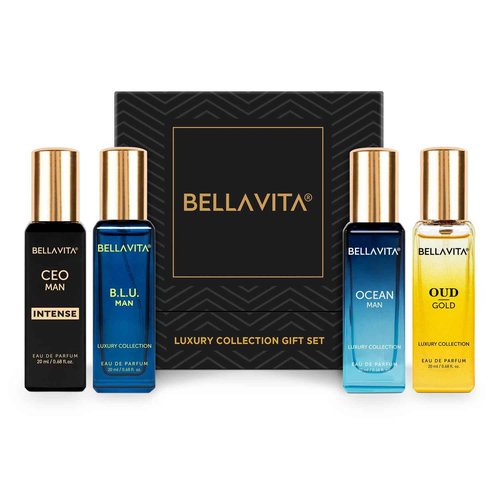 BellaVita Luxury Perfume Combo Set | Men's & Women's Cologne Gift Set | Includes Honey Oud, Skai, Fresh, White Oud + Oud Gold, Ocean, B.L.U & CEO Intense | Perfect Unisex Fragrance Gift - 8x20ML