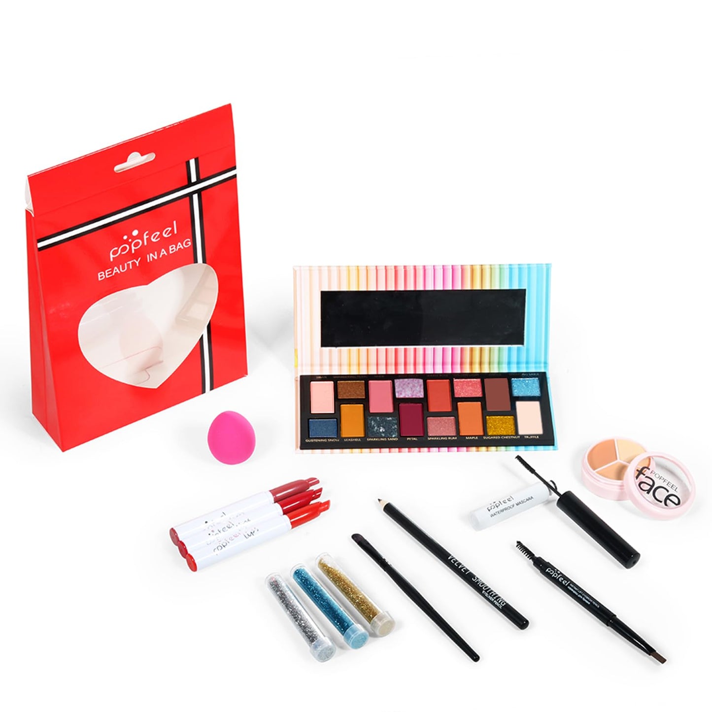 Joyeee All in One Makeup Kit, Full Starter Essential Makeup Kit for Women Beginners Includes Eyeshadow Palette Lipstick Mascara Eyeliner Eyebrow Pencil Concealer Powder Puff Set