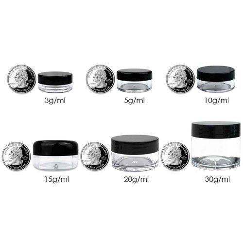 Beauticom (Quantity: 100 Pieces) 5G/5ML Round Clear Jars with GREEN Lids for Scrubs, Oils, Toner, Salves, Creams, Lotions, Makeup Samples, Lip Balms