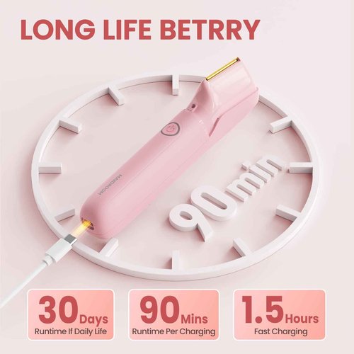 MAXGROOM Electric Razor for Women Pubic Hair - Painless Body Trimmer with LED Light & IPX7 Waterproof, Gentle Bikini Hair Removal for Intimate Area Legs & Armpits (Pink)