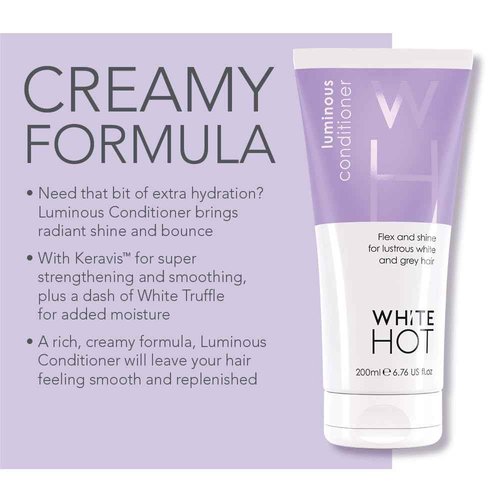 White Hot Brighten Duo: Brilliant Shampoo & Luminous Conditioner 200ml, lights up white & grey hair, banishes brassy tones, purple shampoo
