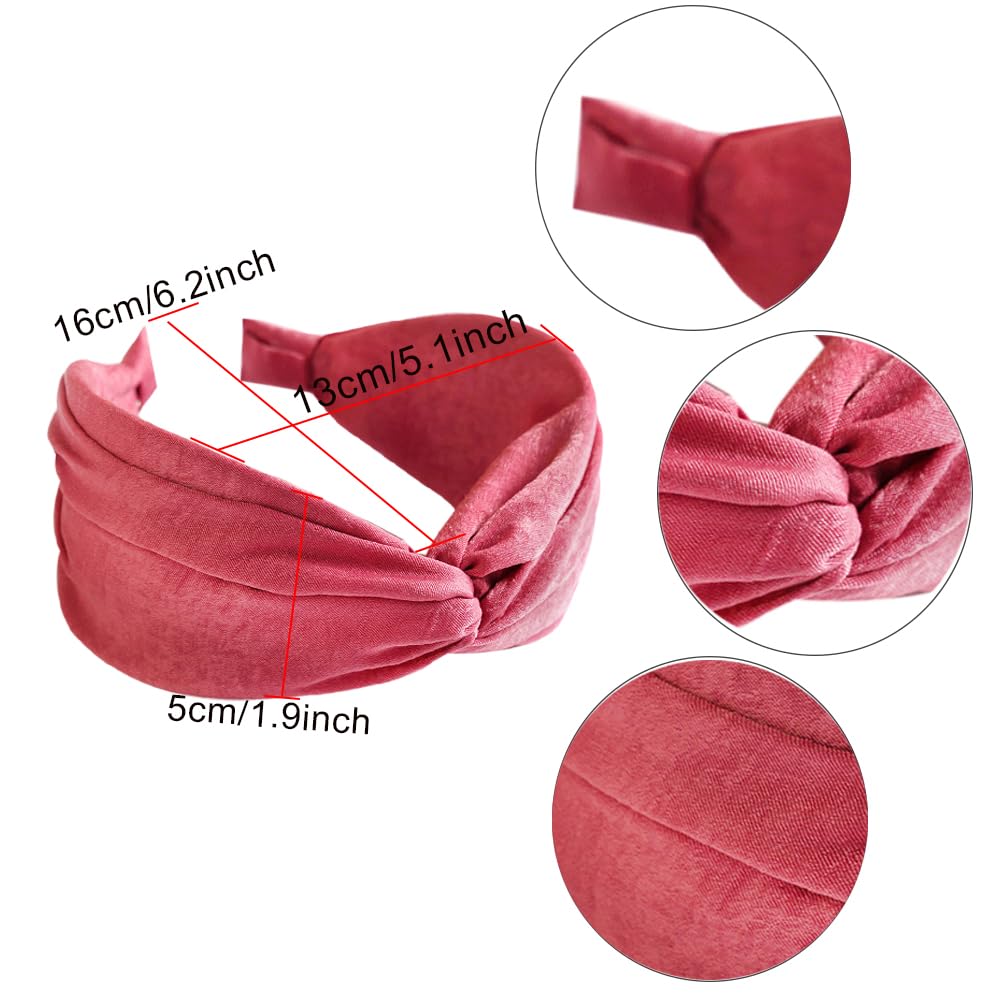 HUANMAYE 6Pcs Wide Headbands for Women Elastic Fabric Hair Bands Fashion No Slip Cashew Design Hair Hoops Knotted Hair Accessories for Girls (Solid)