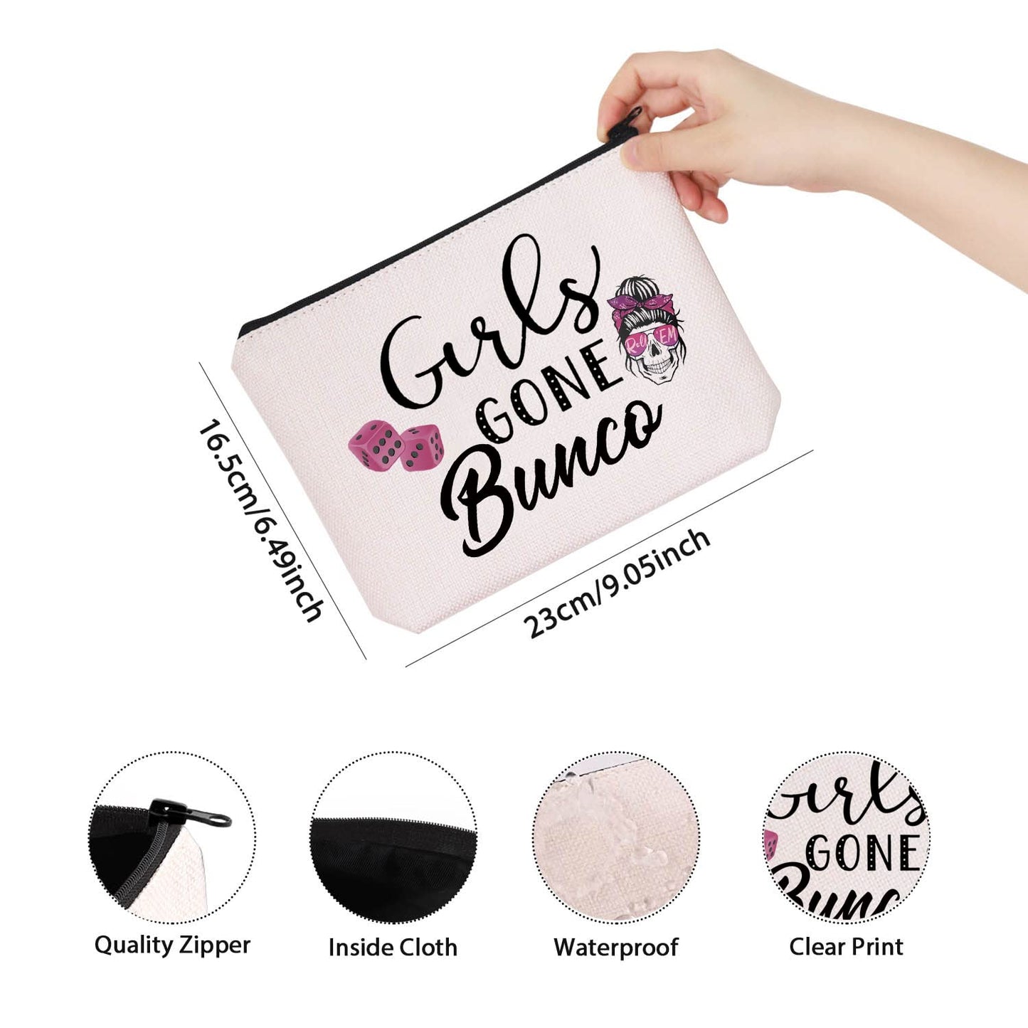 TSOTMO Funny Bunco Gift Girls Night Out Gone Bunco Bunco Party Girls Zipper Pouch Makeup Bag (Girls Gone Bunco)