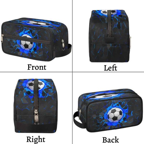 SinSenMa 3D Soccer Hanging Toiletry Bag for Boy Men,Travel Cosmetic Bag,Waterproof Makeup Bag,Approved Hygiene Bag Shave Dopp Kit Organizer for Toiletries Shower Bathroom Carry-on Accessories Gifts