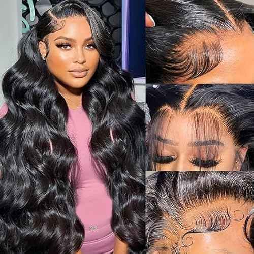 13X6 Lace Front Wigs Human Hair 22 Inch Body Wave Human Hair Wig HD Lace Frontal Glueless Wigs Human Hair Pre Plucked Bleached Knots with Baby Hair 180% Density Natural Color