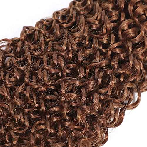 Brown curly Bundles Color #30 Human Hair Bundles Light Kinky Curly Bundles 14 16 18 Inch Mixed Length 3 Bundles Real Brazilian Virgin Auburn Human Hair Extensions Color #30 KInky Curly Bundle