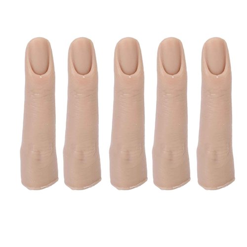 Silicone Joints Nail Finger for Tattoo, DIY Acrylic Nails Practice Flexible Practice Fingers (Dark Skin Color)