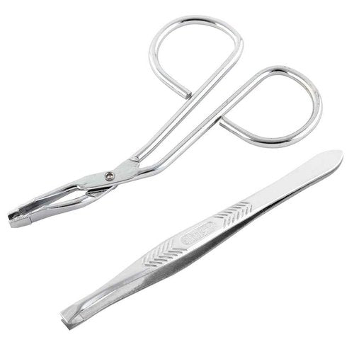 uxcell Stainless Steel Curved Flat Tip Eyebrow Tweezers Trimmer Makeup Tool Silver Tone