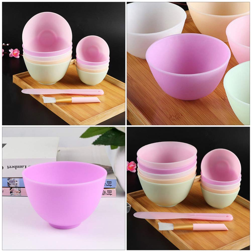 Healifty 3Pcs Diy Face Mixing Bowl Facial Mud Bowl Silicone Facemask Bowl Cosmetic Beauty Tool for Home Salon Spa Face Skin Applicator Bowl (Purple)