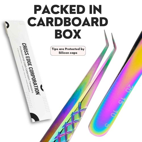 My Lash Tools Eyelash Extension Curved Degree Tweezers for Isolation Lash Extensions 14cm, Best for Individual Isolation & Classic Lashes Japanese Stainless Steel Eyelash Twisers (Rainbow)